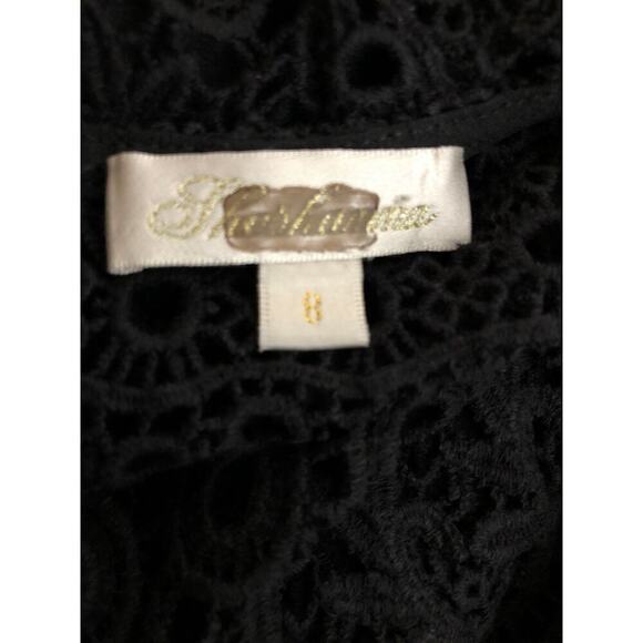 Shoshanna Aviva Dress Sheer Lace 3/4 Sleeve Flounce Hem Mini Cocktail Black 8 - Picture 8 of 10